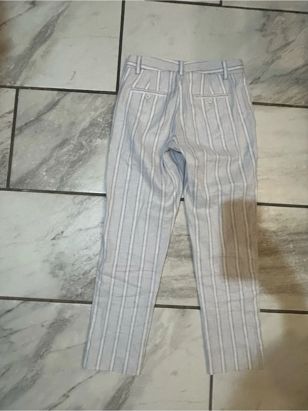 Banana Republic Linen White/blue striped Avery Pants 0